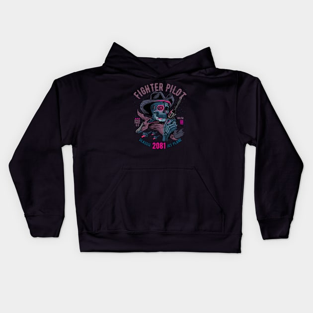 Tokebi's Cyberpunk Space Skull Cowboy Kids Hoodie by TOKEBI